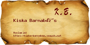 Kiska Barnabás névjegykártya