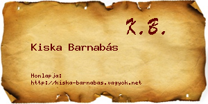 Kiska Barnabás névjegykártya